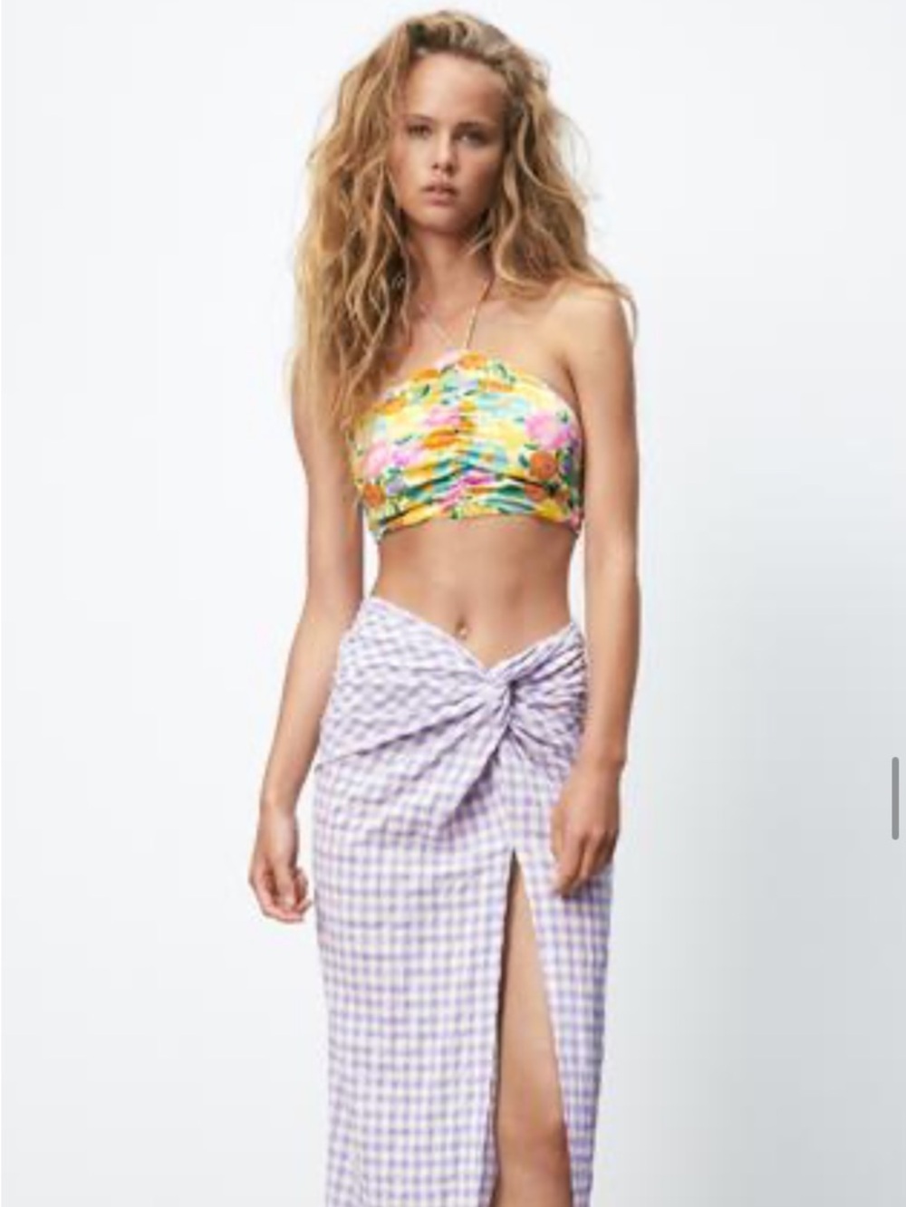 Zara Floral Halter Crop Top